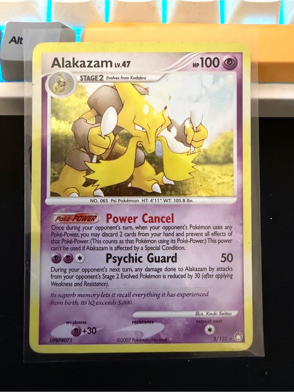 Pokemon Alakazam Psychic Holo Card - Yellow, Purple, White